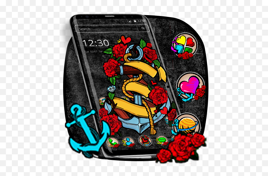 Graffiti Red Rose Anchor Theme Apk 111 - Download Apk Emoji,Sar Emojis