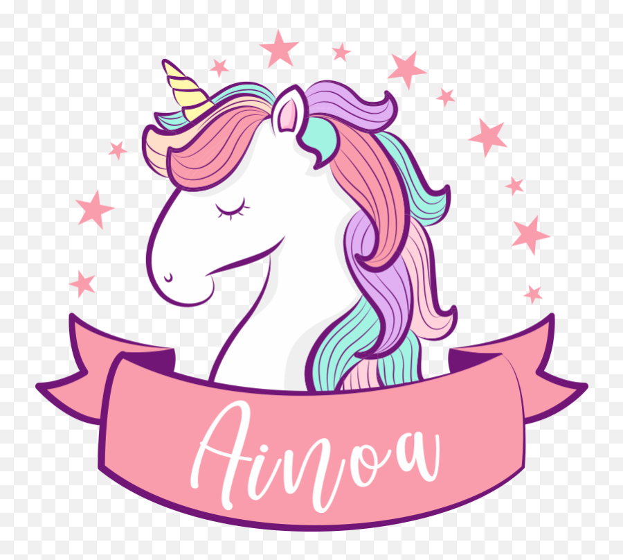 Pink Unicorn With Name Illustration Wall Art Decal - Better Barrel Races Logo Emoji,How To Draw A Unicorn Emoji
