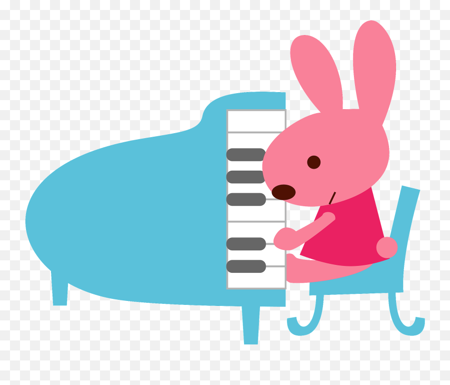Rabbit Is Playing The Piano Clipart - Cute Animal Playing Piano Cartoon Transparent Emoji,Man And A Piano Emoji
