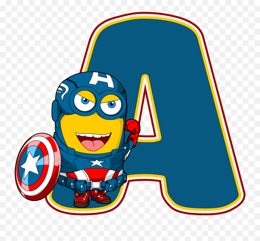 Au203fde Alfabeto Decorativo Minions Png Dia Do Pai - Captain America Minion Avengers Emoji,Captain America Emotion Cards