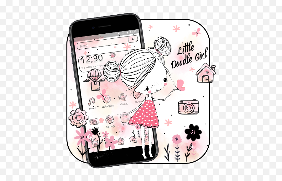 2020 Little Doodle Girl Theme Pc Android App Download - Iphone Emoji,Emoji Girl Halloween Costume