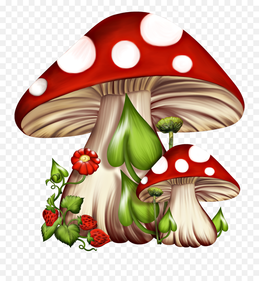 Red And White Mushrooms Clipart - Cartoon Red And White Mushrooms Emoji,Mushroom Emoji