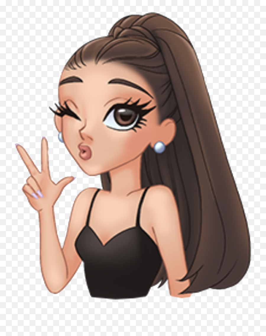 Download Arimoji Wink Peace Cute Kiss Kissyface Arianagrande - Cute Ariana Grande Cartoon Emoji,Wink Kiss Emoji