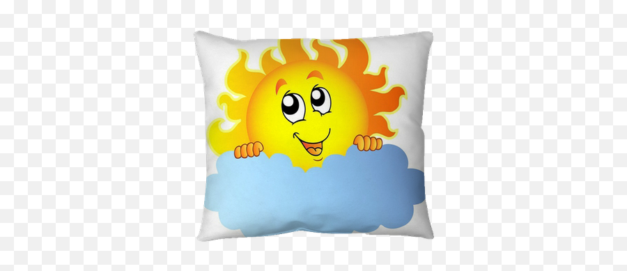 Cartoon Sun Holding Cloud Throw Pillow U2022 Pixers - We Live To Change Clipart Cartoon Sun With Clouds Emoji,Throwing Desk Emoticon