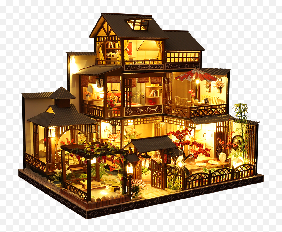 Kids Toys Diy Dollhouse Assemble Wooden Miniatures Doll House Furniture Miniature Dollhouse Puzzle Educational Toys For Children - Diy Dollhouse Kits Emoji,Emoji Knife And Russian Wooden Doll