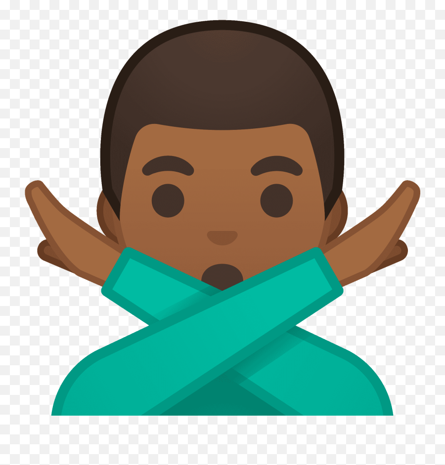 Man Gesturing No Emoji Clipart - Man Gesturing No Tone Emoji,Shrug Emoji Dark Skin