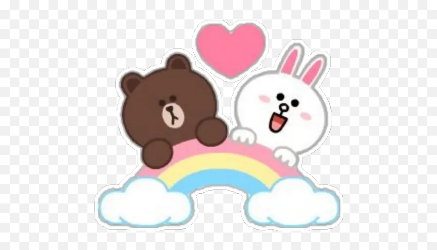 Sticker Maker - Kawaii Brown And Cony Rainbow Emoji,Kwaii Emoticons