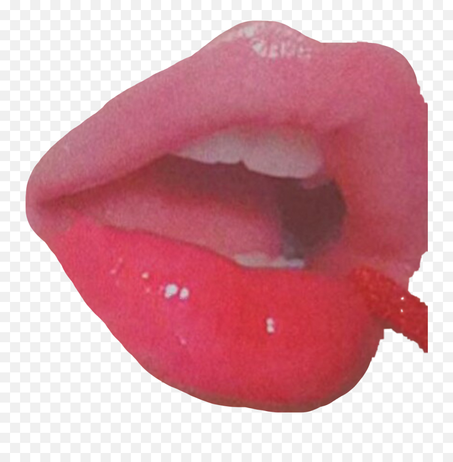 Lips Lip Lipgloss Glass Sticker - Transparent Aesthetic Lips Emoji,Emoji Lip Gloss