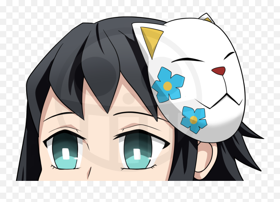 Makomo Flower Cat Mask Peeker Hentaku Anime Stickers Emoji,Best Flower Emoji