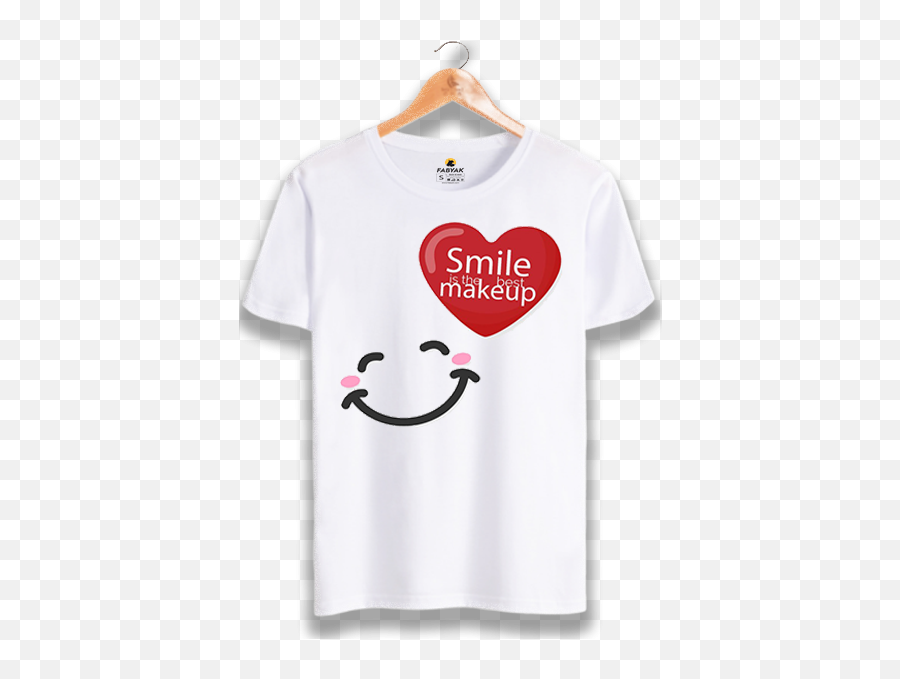 Heart Smiley Half Sleeve Slim Fit Tshirt - Happy Emoji,Half Smile Emoticon
