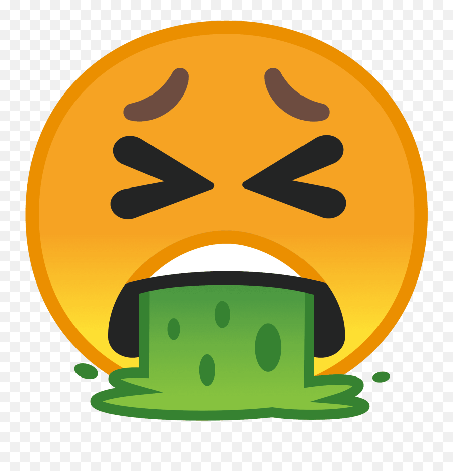 Face Vomiting Emoji Clipart - Emoji Qui Vomit,Sick Emoji With Thermometer