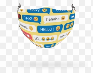 Emoji Pattern Face Covering Print 3 - Decorative,Hahaha Emoji
