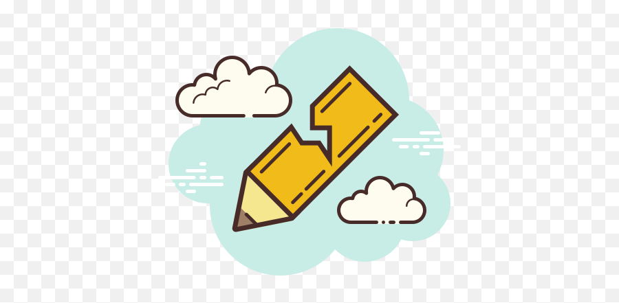 Broken Pencil Icon In Cloud Style - Cute Music Icon Emoji,