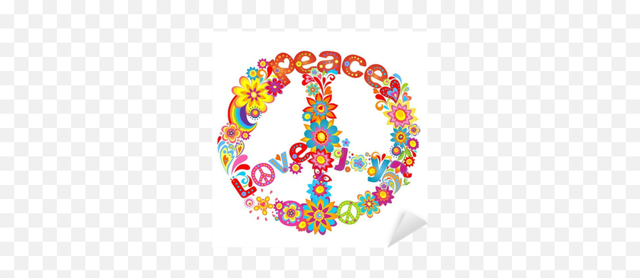 Peace Flower Symbol With Hippie Symbolic Sticker U2022 Pixers Emoji,Take My Flower Emoticon