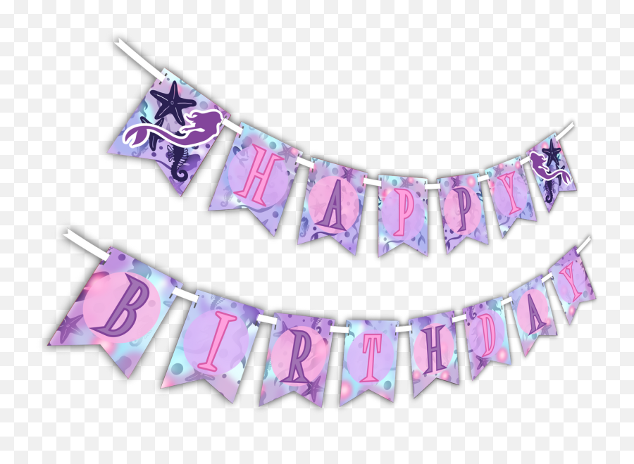 Mermaid Happy Birthday Party Banner Emoji,Purple Star Emoji