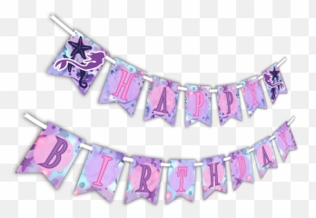 Mermaid Happy Birthday Party Banner Emoji,Purple Star Emoji
