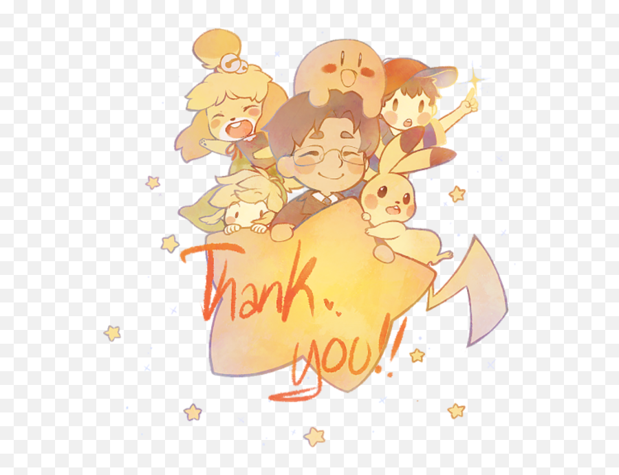 Thanks For Everything - Satoru Iwata Mario Link Kirby Pikachu Isabelle Emoji,Cummies Emoji