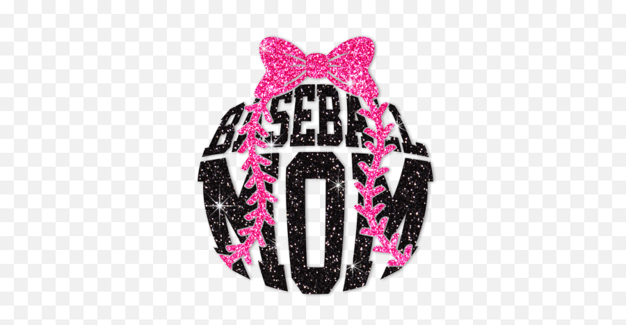 Pink Bowknot Baseball Mom Glitter Heat - Baseball Designs Svg Mom Emoji,Emotion Xl Baseball