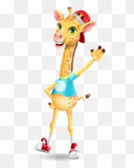 Funny Giraffe Cartoon Vector Character Graphicmama - Cartoon Giraffe Waving Goodbye Emoji,Cartoon Images Funny For Emotions