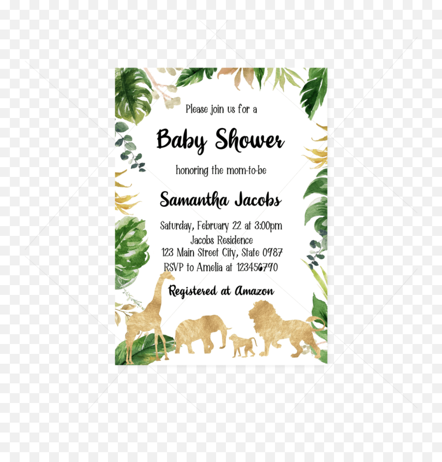 Gold Safari Animals Baby Shower - Png Gold Safari Animals Baby Shower Emoji,Free Emoji Invitations Printable With Checklist