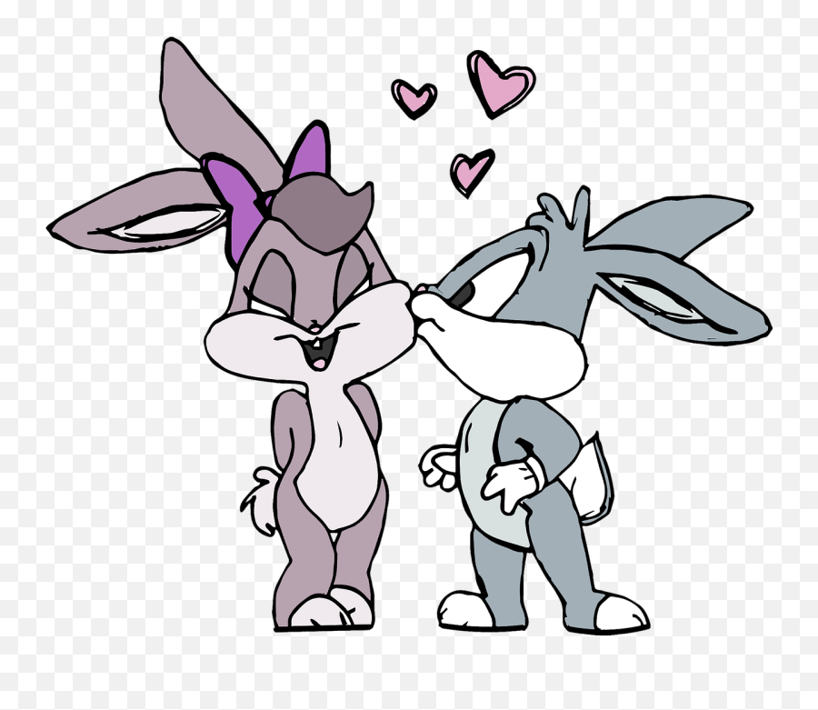 Lovebunniesrabbitskisscute - Free Image From Needpixcom Bugs Bunny And His Girlfriend Drawings Emoji,Love Emotion Human Animals