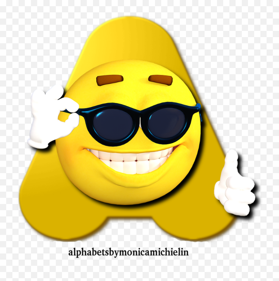 Monica Michielin Alphabets Yellow Smile Sunglasses Alphabet - Smile Sunglasses Emoji,Smiley Sun Glasses Emoji