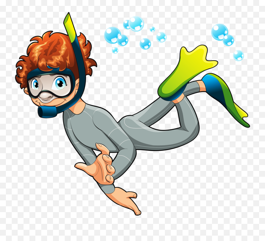 Boy Scuba Diver Cartoon Clipart - Kid Diver Clipart Emoji,Animated Scuba Diver Emoticon