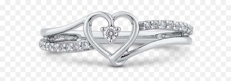 Essentials 10k White Gold Round White Diamond Fashion Heart - Solid Emoji,Heart Emoticon Ring Silver