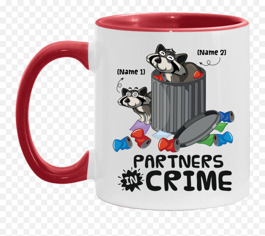 Personalized Partners In Crime Raccoon Accent Mug - Funny Coffee Mug Gift For Friends Emoji,Raccoon Couple Emoji
