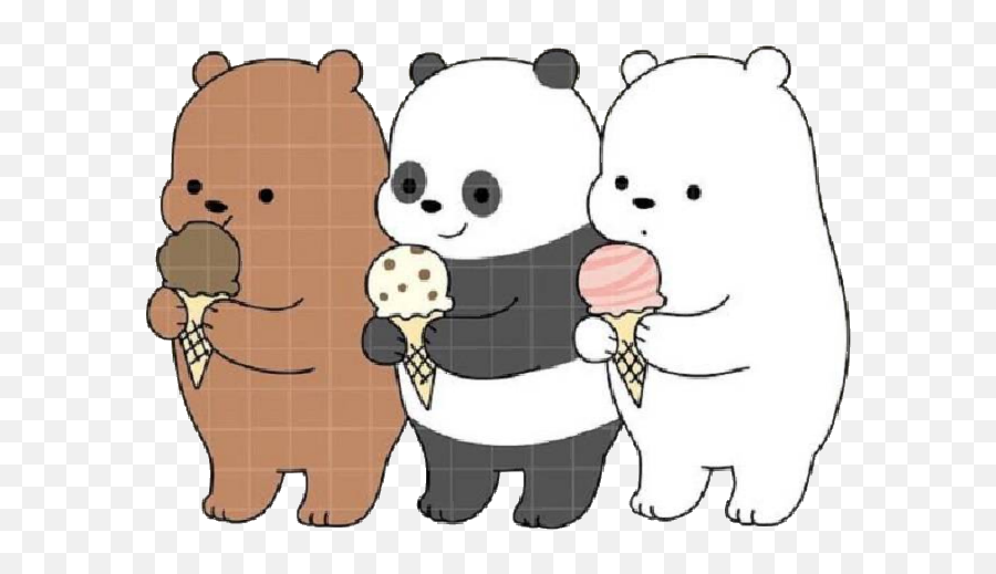 Panda Bear Mi Black Icecream Black Sticker By Zofia - Cartoon The Bare Bears Emoji,Bear Black And White Emoji