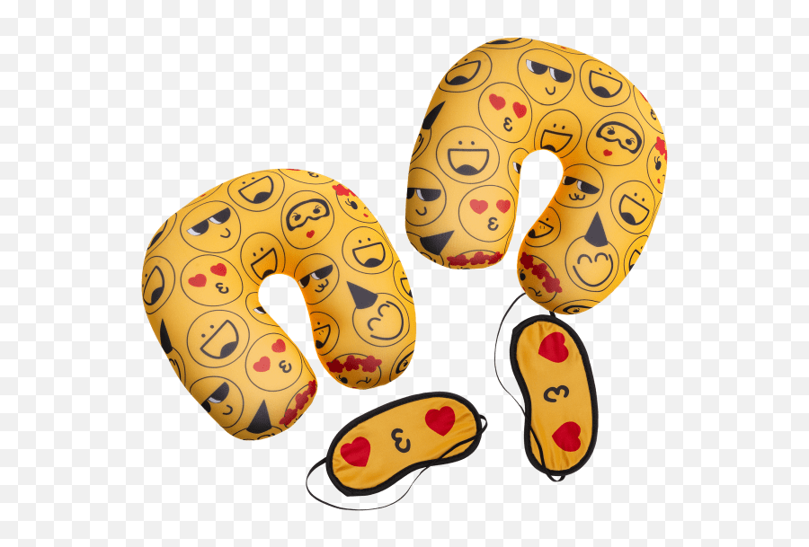 Emoji Travel Pillow Eye Mask Set - Soft,Laugh Emoji Pillow