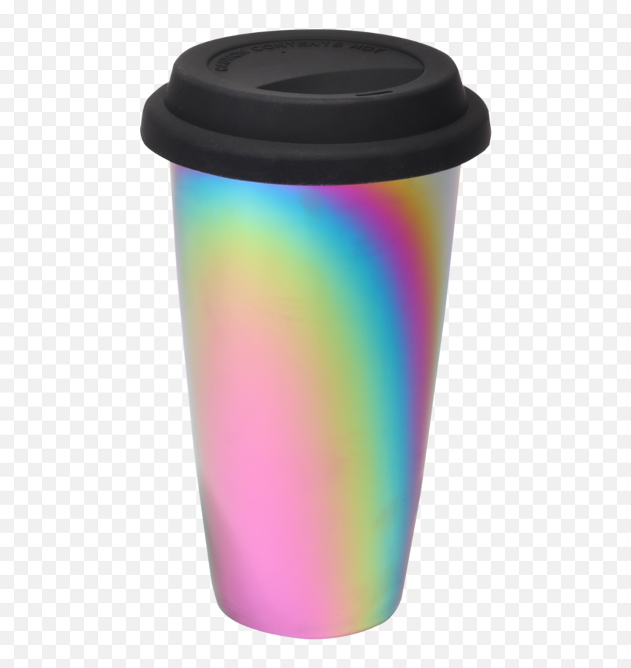 Rainbow Luster Tumbler With Black Lid - Lid Emoji,Emoji Tumbler