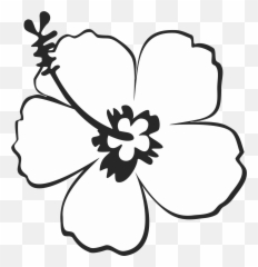 Stylish Hibiscus Outline Rubber Stamp - Floral Emoji,How To Draw With Emojis Sc
