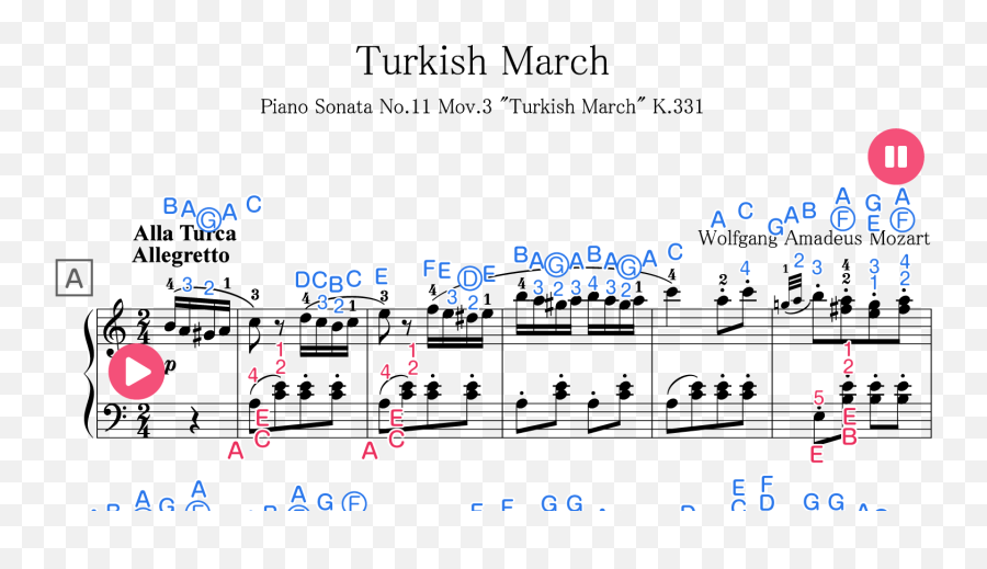 Turkish March Sheet Music For Piano - Letter Turkish March Notes Emoji,I Second That Emotion Sheet Music Free For Piano, Guitar