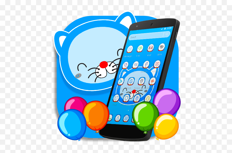 Download Cartoon Blue Cat Theme - Smartphone Emoji,Pc Wallpaper Fat Cat Emojis