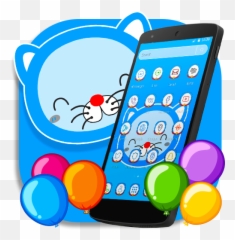 Download Cartoon Blue Cat Theme - Smartphone Emoji,Pc Wallpaper Fat Cat Emojis