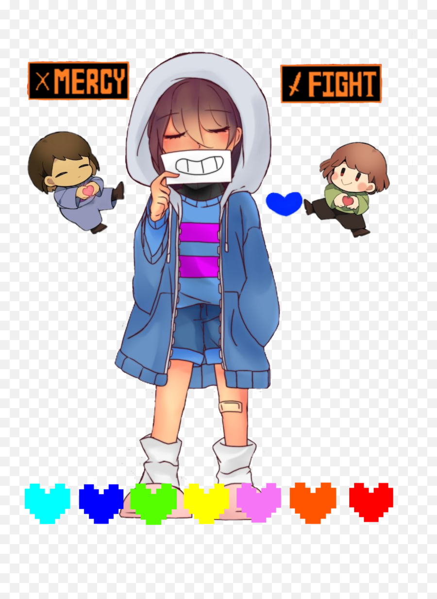 Art Frisk Chara Undertale Sticker By Isabellareis60 Emoji,Frisk Emoji