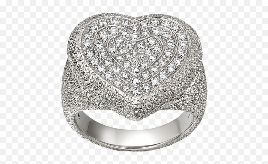 Pavé Cuore Ring With White Diamonds - Diamond Pave Heart Ring Emoji,Heart Emoticon Ring Silver