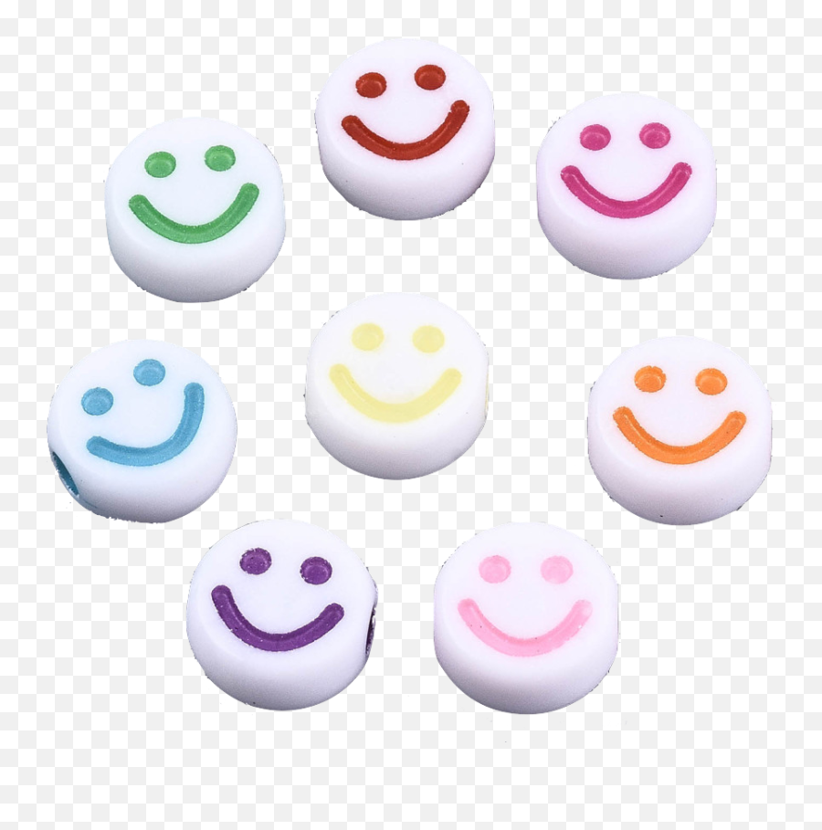 Xl Acrylic Alphabet Beads White With Multicolour 10mm Smiley Emoji,Emoticon Beads