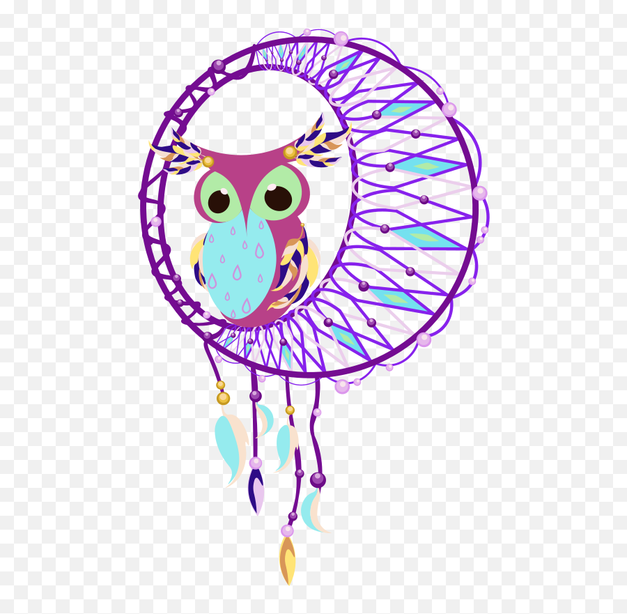 Pink And Blue Owl And Dream Catcher Bird Sticker Emoji,Dreamcatcher Animal Emojis