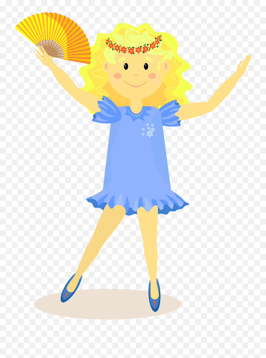 Girl With Fan Clipart Free Download Transparent Png - Happy Emoji,Dancing Girls Emoticon