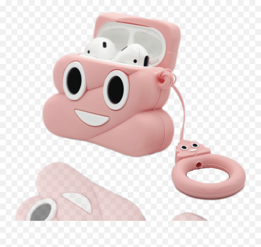 Poop Emoji Pink - Airpods Case Shell Tek Shells Happy,Pink And Broun Emojis