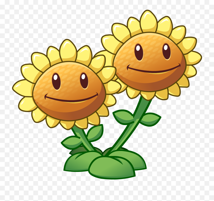 Plants Vs Zombies Clipart Cartoon - Pvz 2 Twin Sunflower Pvz 2 Twin Sunflower Emoji,Seagull Emoticon