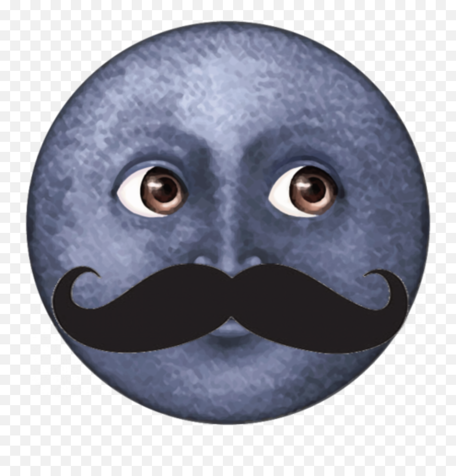 Moon Emoji Moustache Sticker By N O O N E - Black Moon Emoji Hd,Beard Emoji