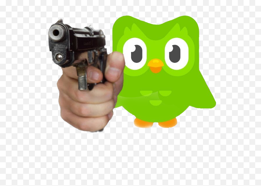 Duolingo Glock Dailylesson Sticker - Duolingo With A Gun Transparent Background Emoji,Glock Emoji