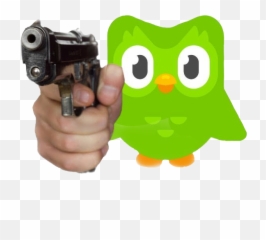 Duolingo Glock Dailylesson Sticker - Duolingo With A Gun Transparent Background Emoji,Glock Emoji