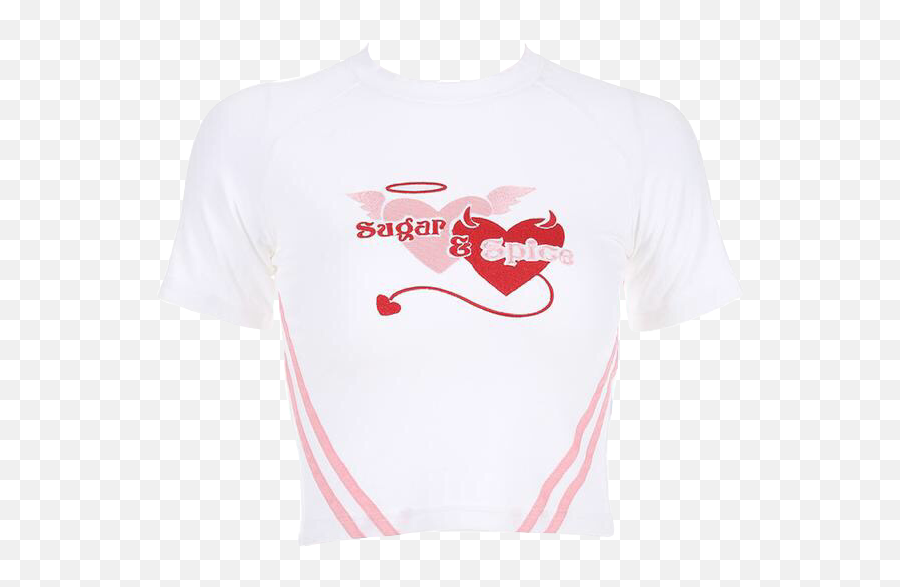 White Tshirt Shirt Sugar Spice Sticker By Polygore - Short Sleeve Emoji,Heart Emoji Shirt