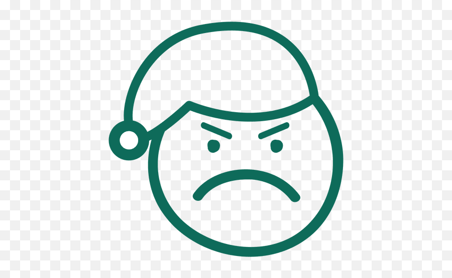 Frown Santa Claus Hat Face Green Stroke - Fruncir El Ceño Png Emoji,Frown Emoticon