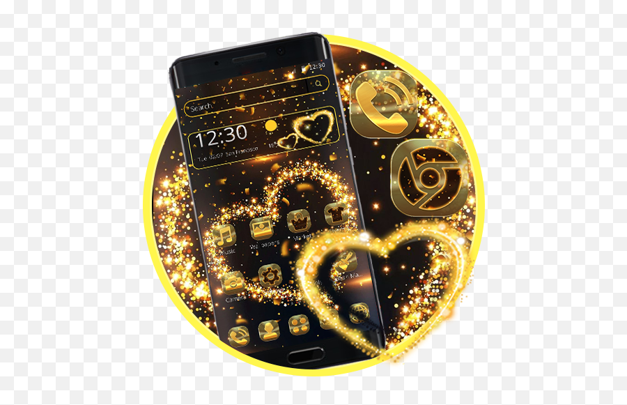 Glitter Golden Heart Theme - Programu Zilizo Kwenye Google Play Smartphone Emoji,Golden Heart Emoji