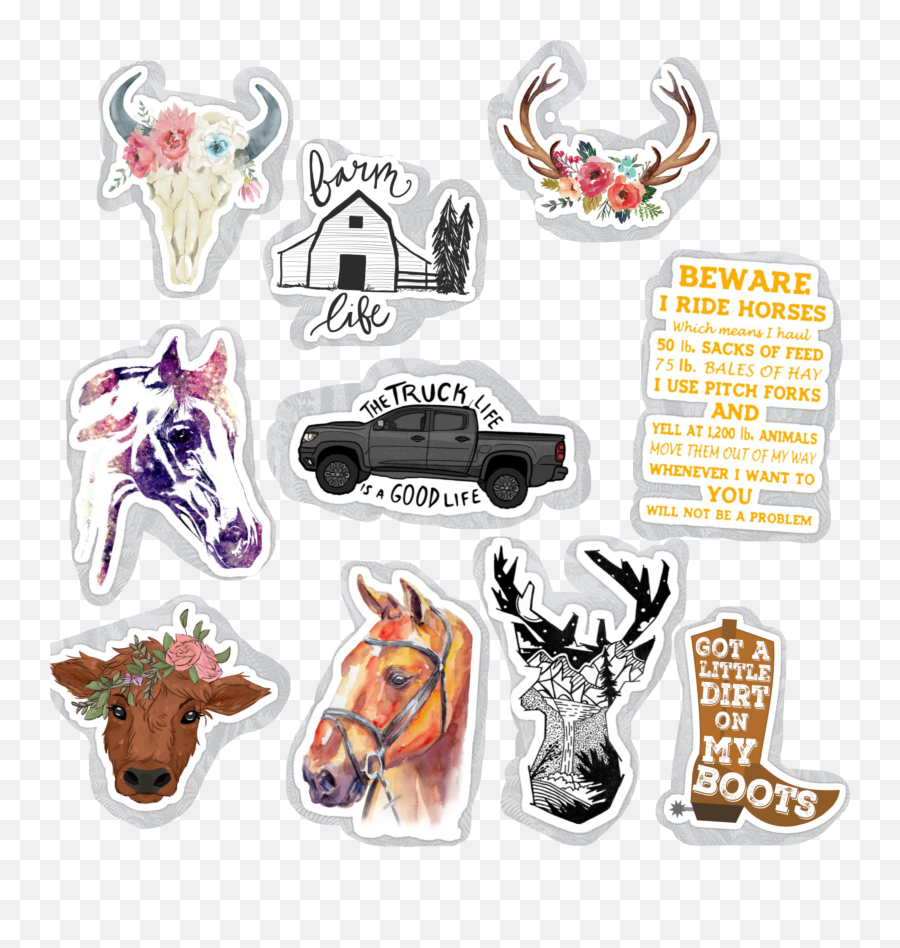 Country Sticker - Watercolor Antlers Emoji,Hay Bale Emoji